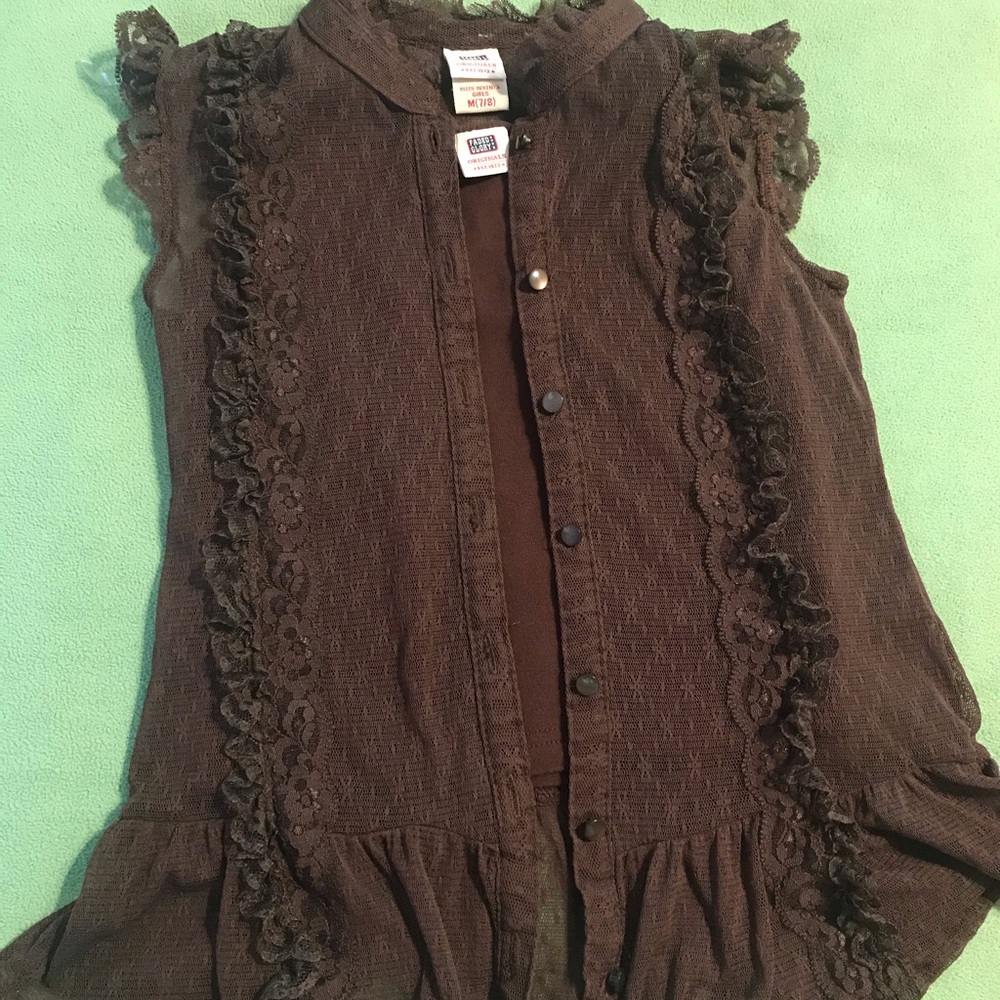 Girl’s dressy brown two layer top